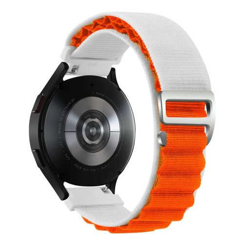 For Huawei / Samsung / Huami Amazfit GTS 4 / 3 / 2 / 1 / mini Watch Band Universal 20mm Nylon Wrist Strap - White+Orange