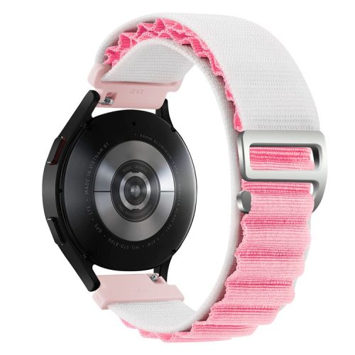 For Huawei / Samsung / Huami Amazfit GTS 4 / 3 / 2 / 1 / mini Watch Band Universal 20mm Nylon Wrist Strap - White+Pink