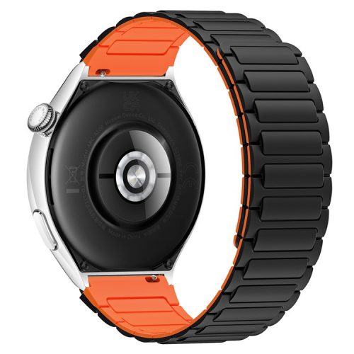 For Huawei / Samsung Smart Watch Silicone Band 22mm Universal Magnetic Replacement Strap - Black+Orange