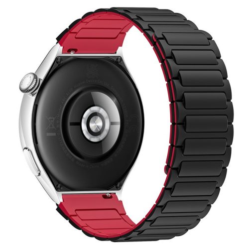 For Huawei / Samsung Smart Watch Silicone Band 22mm Universal Magnetic Replacement Strap - Black+Red