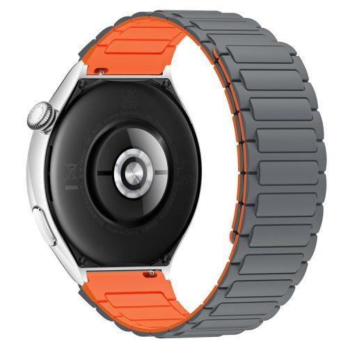 For Huawei / Samsung Smart Watch Silicone Band 22mm Universal Magnetic Replacement Strap - Grey+Orange