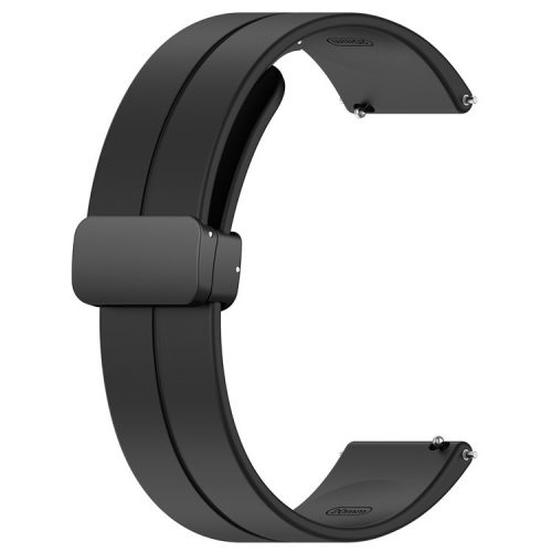 For Huawei / Samsung Universal 22mm Smartwatch Strap Magnetic Folding Buckle Silicone Band - Black