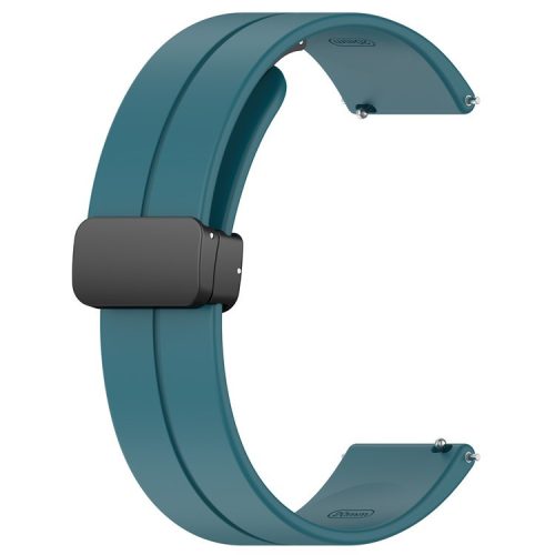 For Huawei / Samsung Universal 22mm Smartwatch Strap Magnetic Folding Buckle Silicone Band - Blackish Green