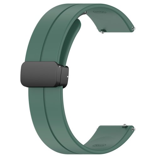 For Huawei / Samsung Universal 22mm Smartwatch Strap Magnetic Folding Buckle Silicone Band - Dark Green