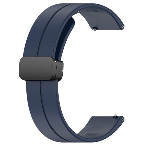 For Huawei / Samsung Universal 22mm Smartwatch Strap Magnetic Folding Buckle Silicone Band - Midnight Blue