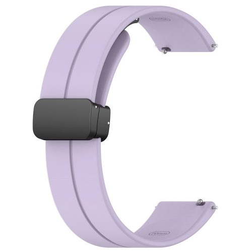 For Huawei / Samsung Universal 22mm Smartwatch Strap Magnetic Folding Buckle Silicone Band - Purple