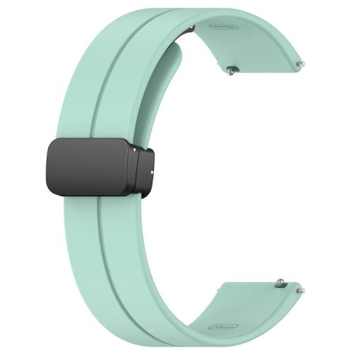 For Huawei / Samsung Universal 22mm Smartwatch Strap Magnetic Folding Buckle Silicone Band - Teal Green