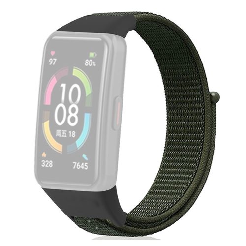 For Huawei Band 6 / 6 Pro / Honor Band 6 Watch Strap Nylon Loop Adjustable Wrist Band - Army Green