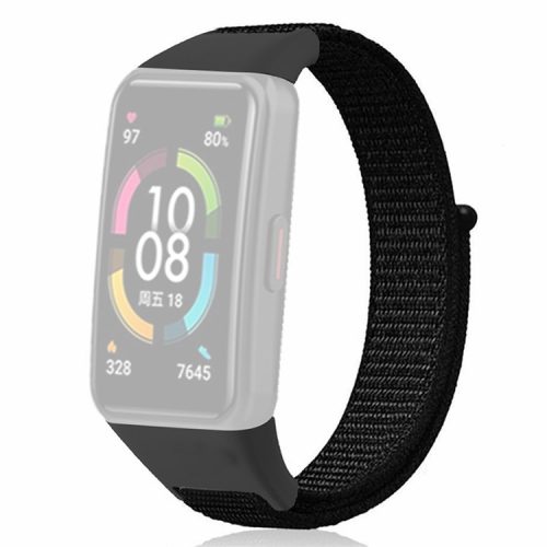 For Huawei Band 6 / 6 Pro / Honor Band 6 Watch Strap Nylon Loop Adjustable Wrist Band - Black