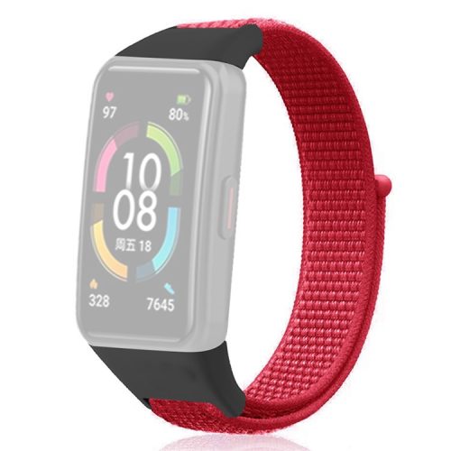 For Huawei Band 6 / 6 Pro / Honor Band 6 Watch Strap Nylon Loop Adjustable Wrist Band - Red