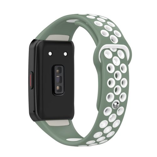 For Huawei Band 6 / Honor Band 6 Dual Color Silicone Watch Band Adjustable Wrist Strap Replacement - Light Green / White