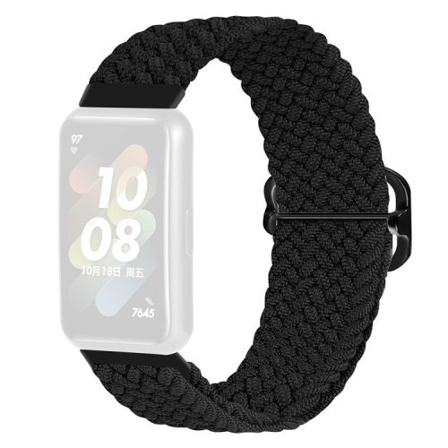 For Huawei Band 7 Braided Watch Band Replacement Wrist Strap with Adjustable Buckle - Black