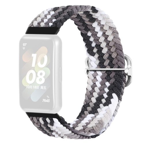 For Huawei Band 7 Braided Watch Band Replacement Wrist Strap with Adjustable Buckle - Coloful Black