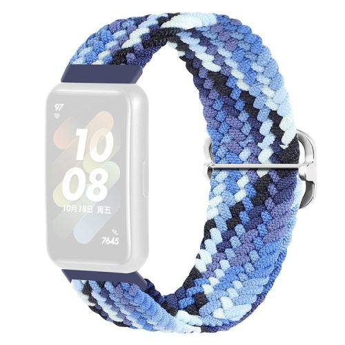 For Huawei Band 7 Braided Watch Band Replacement Wrist Strap with Adjustable Buckle - Coloful Blue