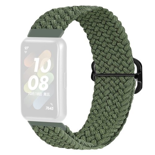 For Huawei Band 7 Braided Watch Band Replacement Wrist Strap with Adjustable Buckle - Green