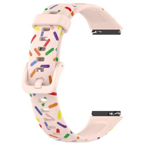 For Huawei Band 7 Colorful Spotted Wrist Band Replacement Silicone Watch Strap - Light Pink