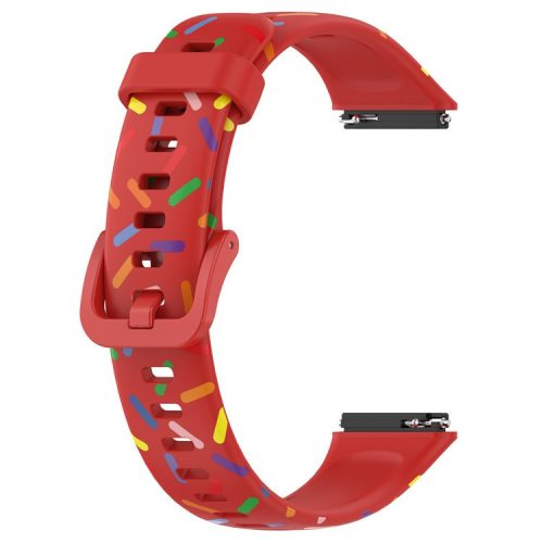 For Huawei Band 7 Colorful Spotted Wrist Band Replacement Silicone Watch Strap - Red