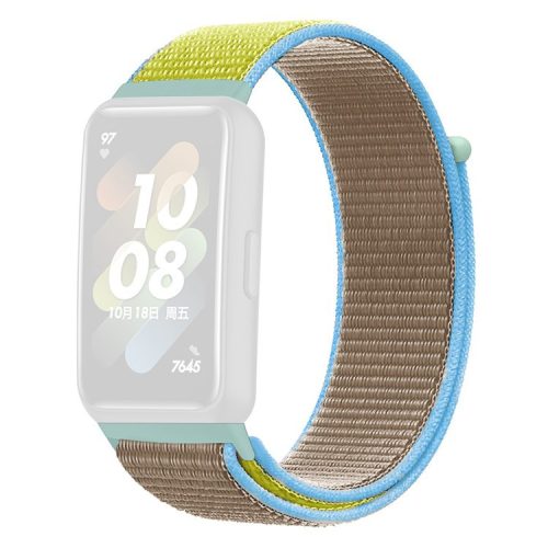 For Huawei Band 7 Nylon Watch Strap Adjustable Loop Fastener Replacement Sport Wrist Band - Camel