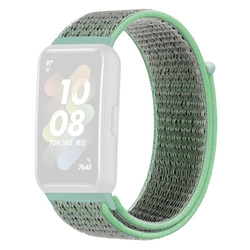 For Huawei Band 7 Nylon Watch Strap Adjustable Loop Fastener Replacement Sport Wrist Band - Green