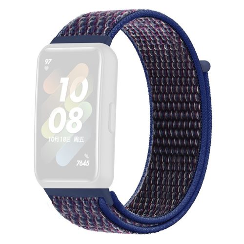 For Huawei Band 7 Nylon Watch Strap Adjustable Loop Fastener Replacement Sport Wrist Band - Indigo