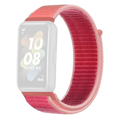 For Huawei Band 7 Nylon Watch Strap Adjustable Loop Fastener Replacement Sport Wrist Band - Rose