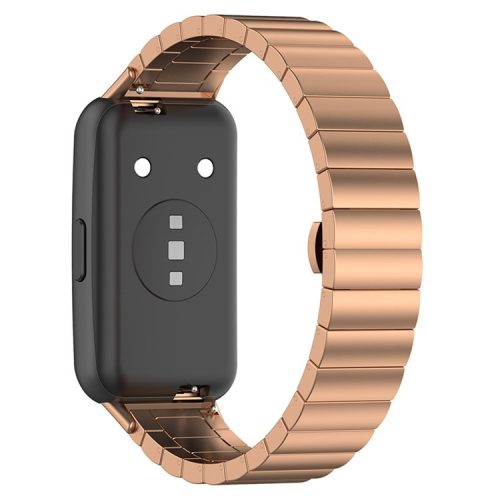 For Huawei Band 7 Stainless Steel Watch Band Strap Solid Core Bracelet Band Replacement - Rose Gold