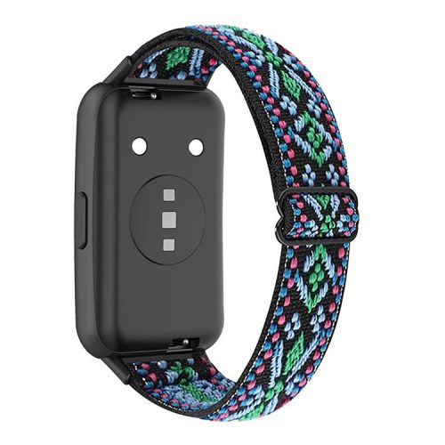 For Huawei Band 7 Stretchy Boho Watch Band Adjustable Elastic Nylon Strap Replacement Wristband - Green