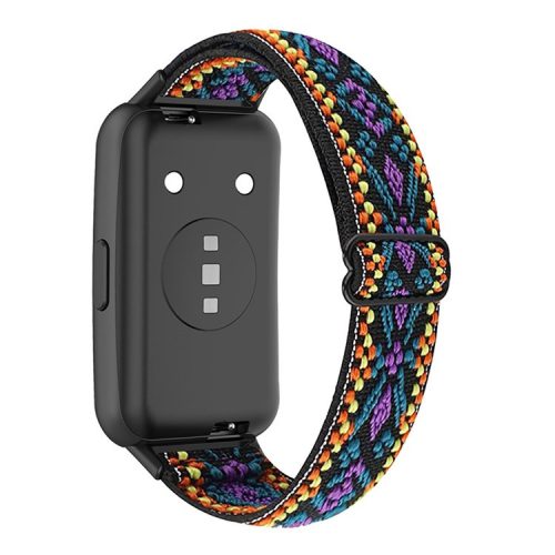 For Huawei Band 7 Stretchy Boho Watch Band Adjustable Elastic Nylon Strap Replacement Wristband - Purple