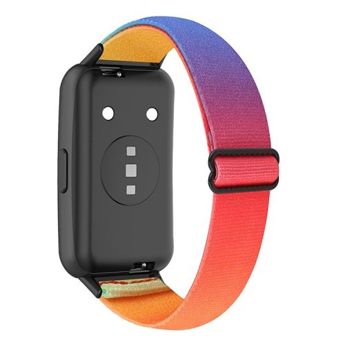 For Huawei Band 7 Stretchy Boho Watch Band Adjustable Elastic Nylon Strap Replacement Wristband - Rainbow