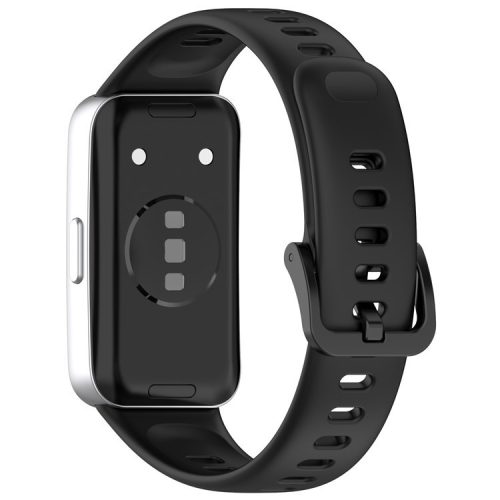 For Huawei Band 8 / 8 NFC / 9 / 9 NFC Glossy Silicone Watch Strap Replacement Watchband - Black