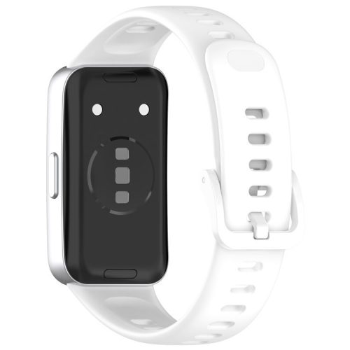 For Huawei Band 8 / 8 NFC / 9 / 9 NFC Glossy Silicone Watch Strap Replacement Watchband - White