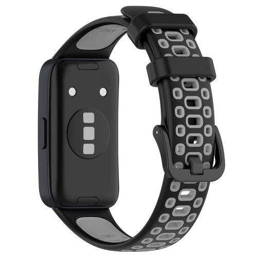 For Huawei Band 8 / Band 8 NFC / Band 9 / Band 9 NFC Adjustable Silicone Watch Band Dual-color Replacement Strap - Black+Grey