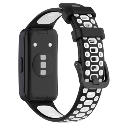 For Huawei Band 8 / Band 8 NFC / Band 9 / Band 9 NFC Adjustable Silicone Watch Band Dual-color Replacement Strap - Black+White