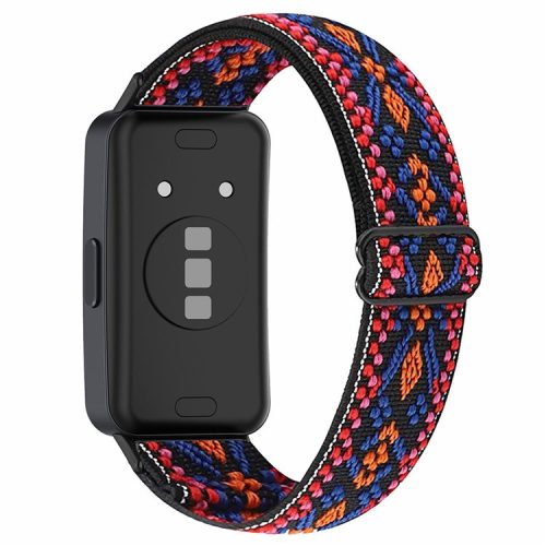 For Huawei Band 8 / Band 8 NFC / Band 9 / Band 9 NFC Bohemian Style Elastic Nylon Smartwatch Strap Watch Band Replacement - Pink / Orange