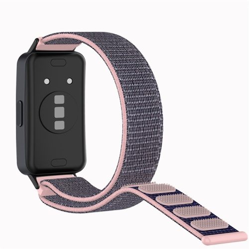 For Huawei Band 8 / Band 8 NFC / Band 9 / Band 9 NFC Nylon Watch Band Adjustable Sport Loop Breathable Replacement Strap - Pink