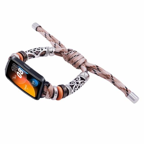 For Huawei Band 8 / Band 8 NFC / Band 9 / Band 9 NFC Watch Band Beads Decor Braided Rope Adjustable Wrist Strap - Desert Camo