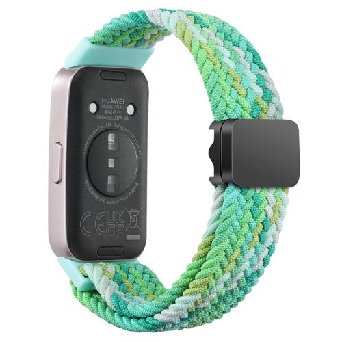 For Huawei Band 8 / Band 8 NFC / Band 9 / Band 9 NFC Wrist Band Magnetic Buckle Nylon Braided Smartwatch Strap - Colorful Green