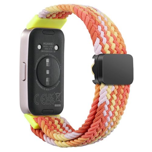 For Huawei Band 8 / Band 8 NFC / Band 9 / Band 9 NFC Wrist Band Magnetic Buckle Nylon Braided Smartwatch Strap - Colorful Orange