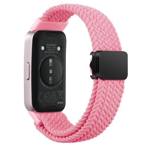 For Huawei Band 8 / Band 8 NFC / Band 9 / Band 9 NFC Wrist Band Magnetic Buckle Nylon Braided Smartwatch Strap - Pink