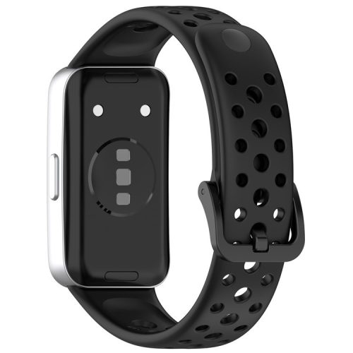 For Huawei Band 9 / 9 NFC / 8 / 8 NFC Breathable Holes Replacement Band Silicone Watch Strap - Black