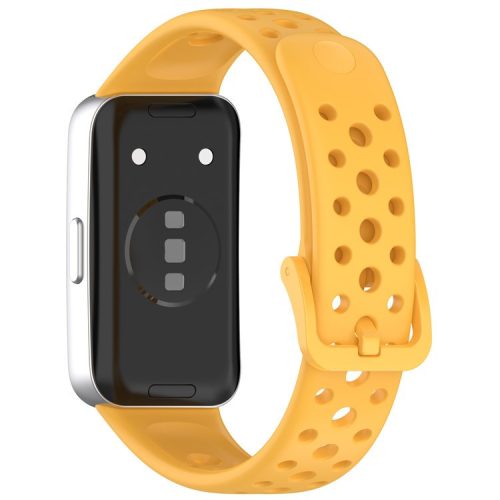 For Huawei Band 9 / 9 NFC / 8 / 8 NFC Breathable Holes Replacement Band Silicone Watch Strap - Yellow