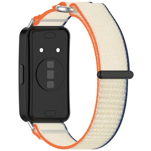 For Huawei Band 9 / Band 9 NFC / Band 8 / Band 8 NFC Strap Nylon Sport Loop Watch Bands - Orange+Beige