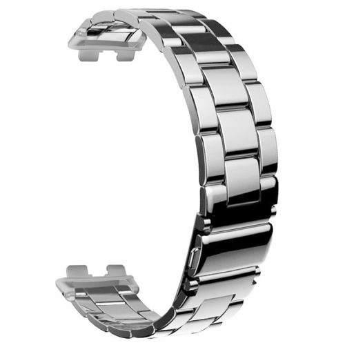 For Huawei Band 9 Watch Strap Stainless Steel Slim Watch Band with Metal Connector - Silver