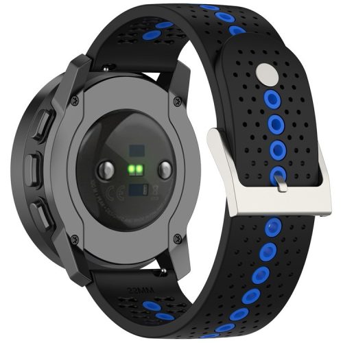 For Huawei Watch 4 / 4 Pro / GT 4 46mm Color Holes Watch Strap 22mm Universal Silicone Band - Black+Blue