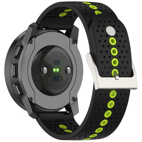 For Huawei Watch 4 / 4 Pro / GT 4 46mm Color Holes Watch Strap 22mm Universal Silicone Band - Black+Lime