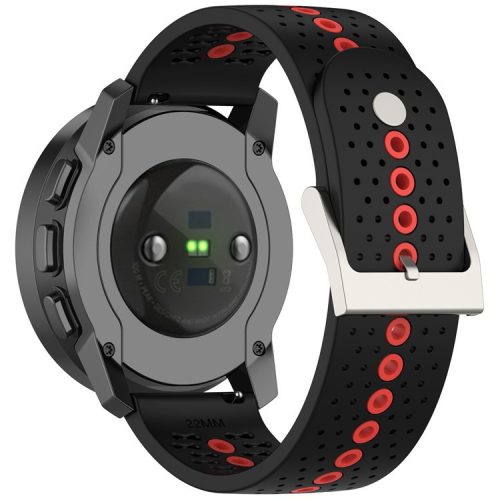 For Huawei Watch 4 / 4 Pro / GT 4 46mm Color Holes Watch Strap 22mm Universal Silicone Band - Black+Orange Red