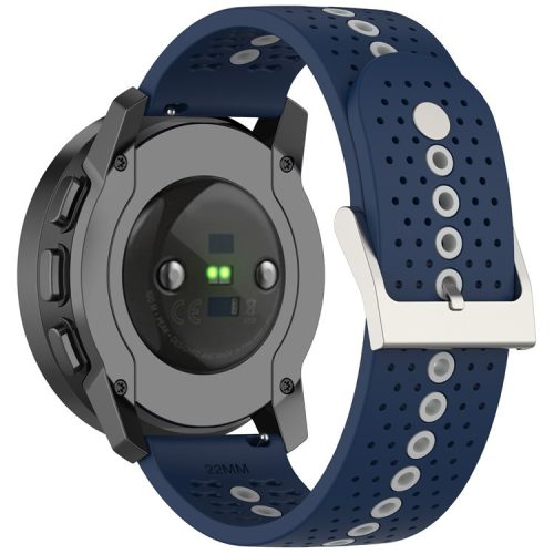 For Huawei Watch 4 / 4 Pro / GT 4 46mm Color Holes Watch Strap 22mm Universal Silicone Band - Midnight Blue+Grey