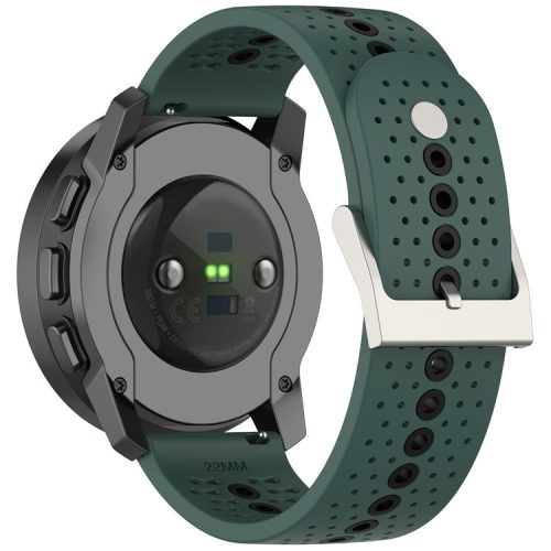 For Huawei Watch 4 / 4 Pro / GT 4 46mm Color Holes Watch Strap 22mm Universal Silicone Band - Olive Green+Black