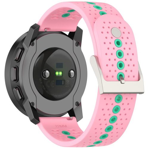 For Huawei Watch 4 / 4 Pro / GT 4 46mm Color Holes Watch Strap 22mm Universal Silicone Band - Pink+Teal