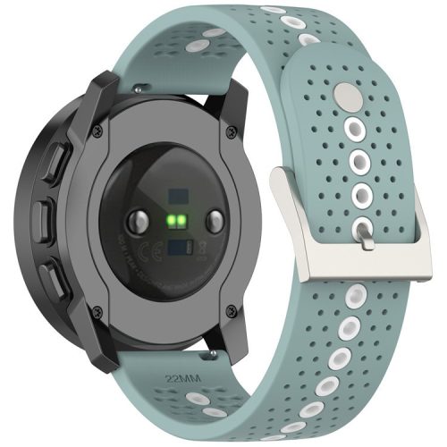 For Huawei Watch 4 / 4 Pro / GT 4 46mm Color Holes Watch Strap 22mm Universal Silicone Band - Rock Cyan+White